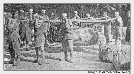 GROUP OF HAMMALS, SHOWING MANNER OF CARRYING HEAVY MERCHANDISE.