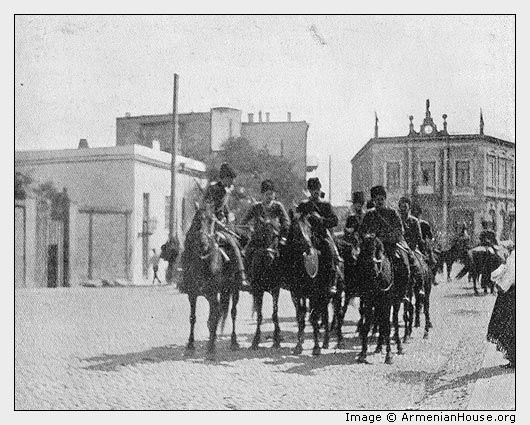 Baku. Cossak Patrol on the Quay.